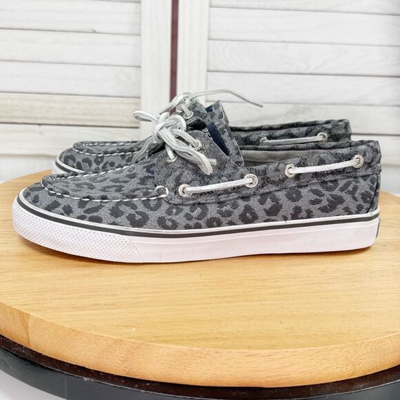 Sperry Topsider Leopard Print Brocade Shimmer Slip On Boat Shoe Loafer Grey 6.5 - Picture 3 of 11